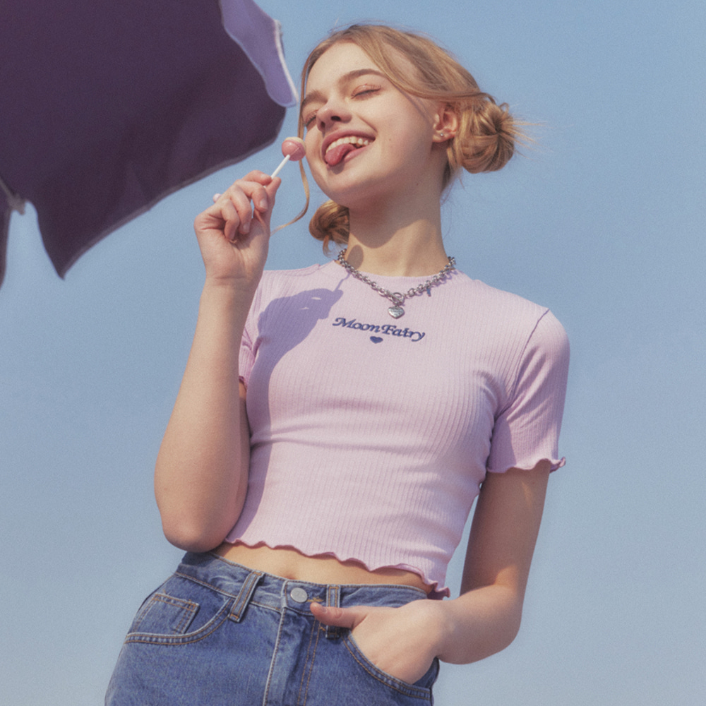 MF TINKY FRILL CROP TEE-LAVENDER