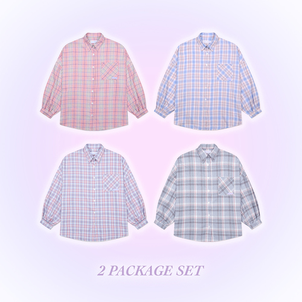 [2 PACKAGE] MF POPPY LOOSE CHECK SHIRT